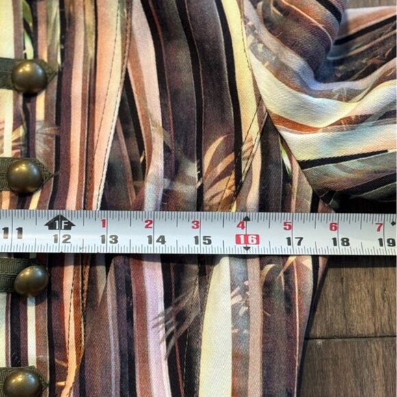 Alberto Makali- Green/Brown Bamboo Pattern-Hook Closure-Cropped Blazer Jacket - Picture 11 of 15